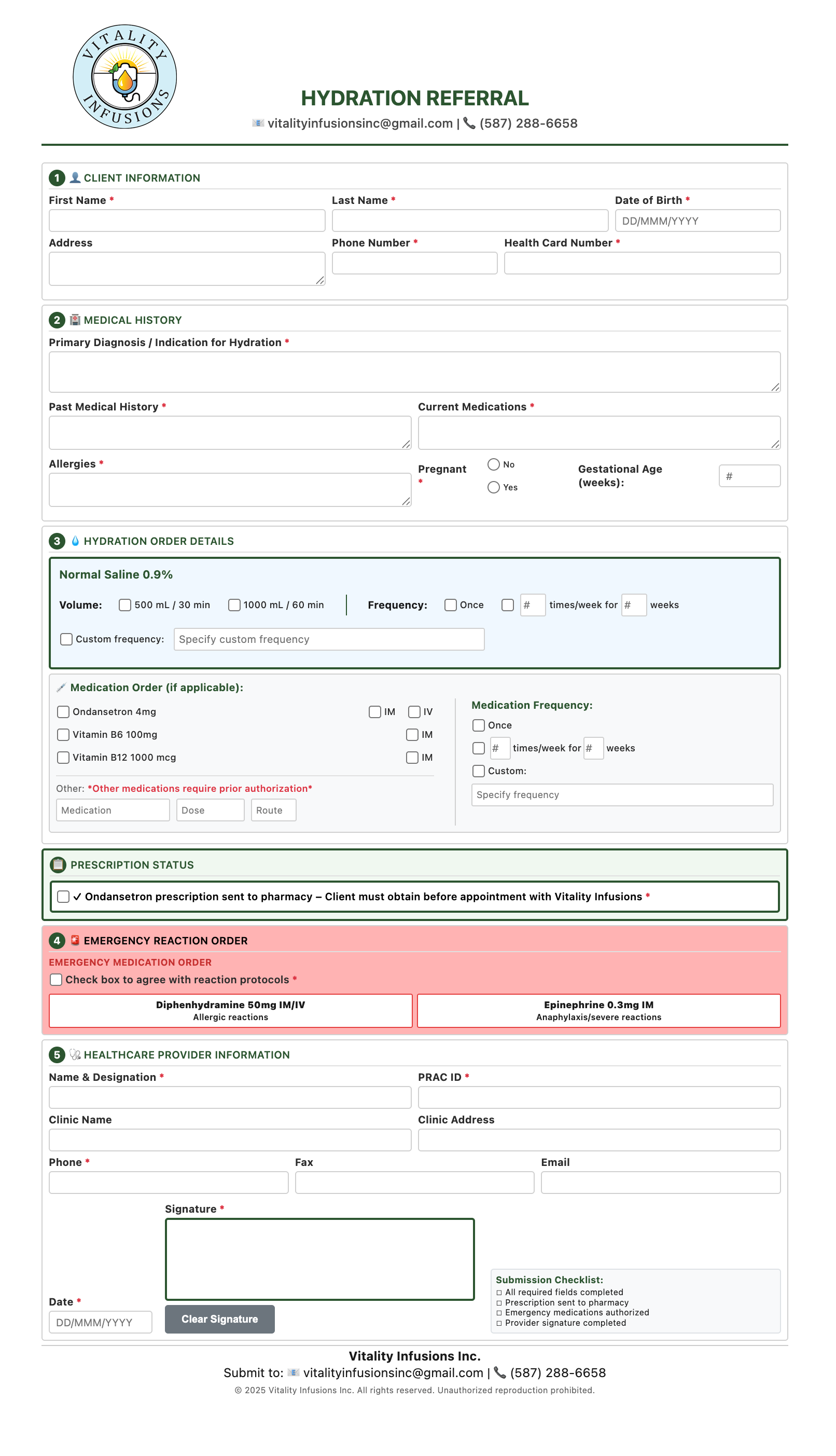 Hydration & Medication Referral Form